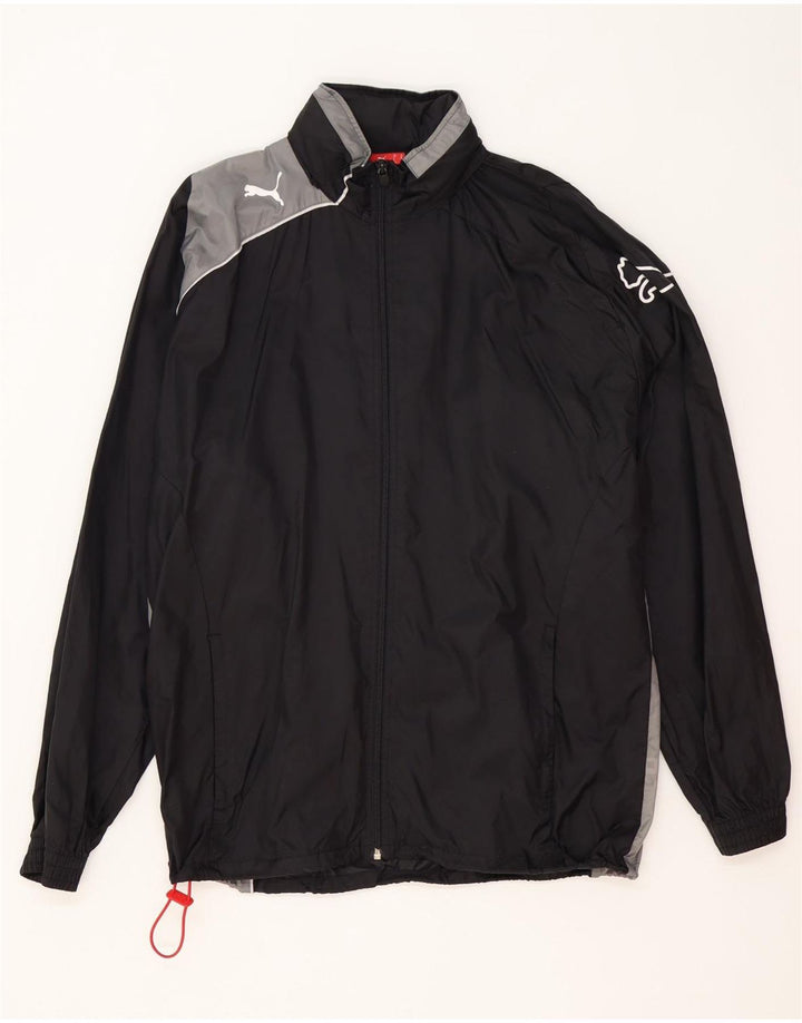 Giacca antipioggia da uomo con cappuccio grafico Puma UK 38 nylon color block medio nero