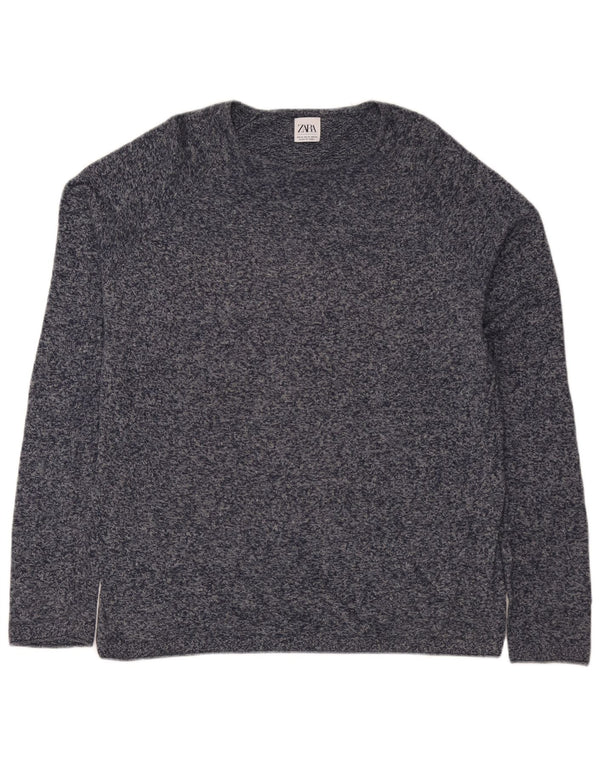 Maglione Zara da uomo con scollo a barca XL blu navy screziato