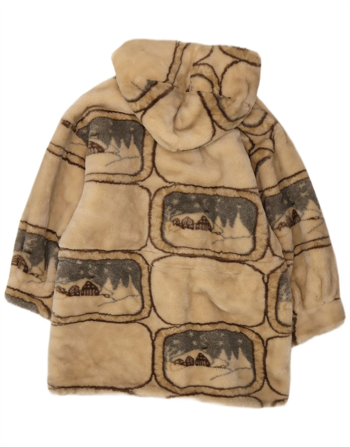 Montgomery oversize con cappuccio da donna Verde Più UK 10 Piccolo Beige geometrico