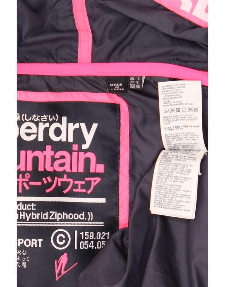 Giacca imbottita con cappuccio da donna Superdry UK 12 Medium Navy Blue Flecked
