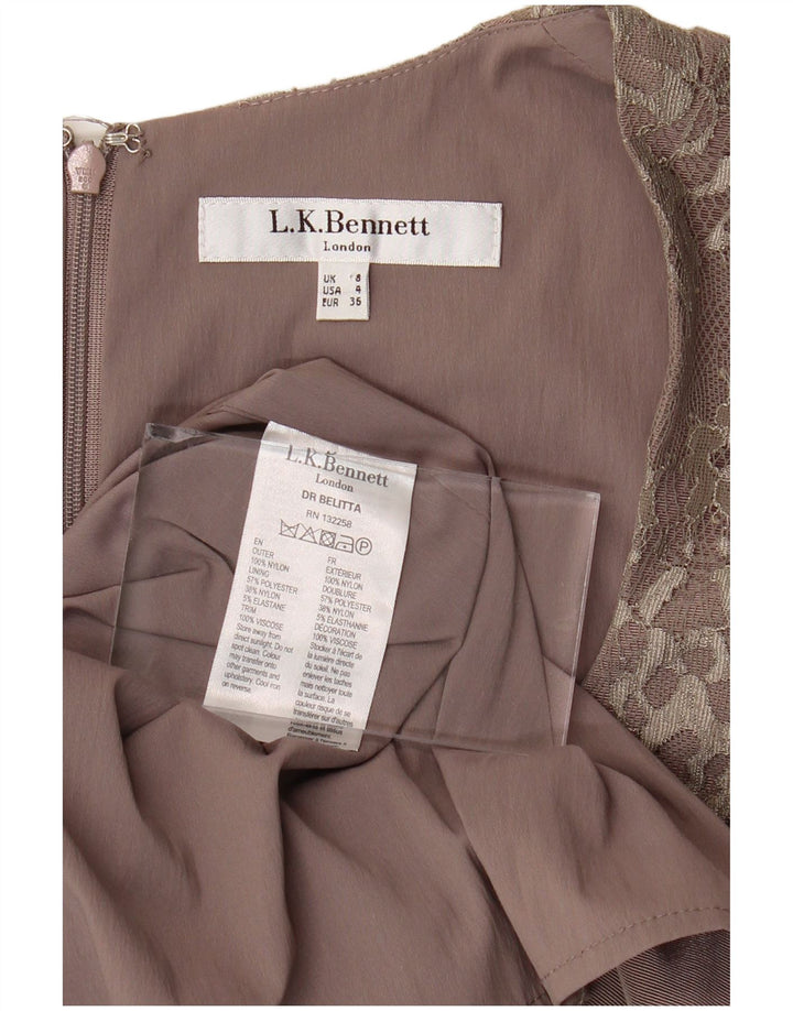 L.K. BENNETT Abito tubino senza maniche da donna UK 8 Piccolo nylon floreale viola