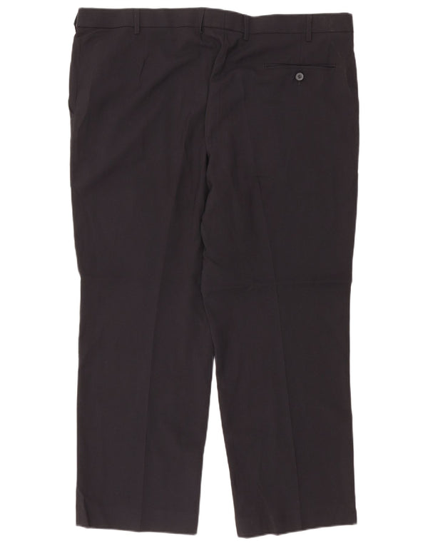 MARKS & SPENCER Pantaloni da abito vestibilità regolare da uomo W42 L29 Poliestere blu navy