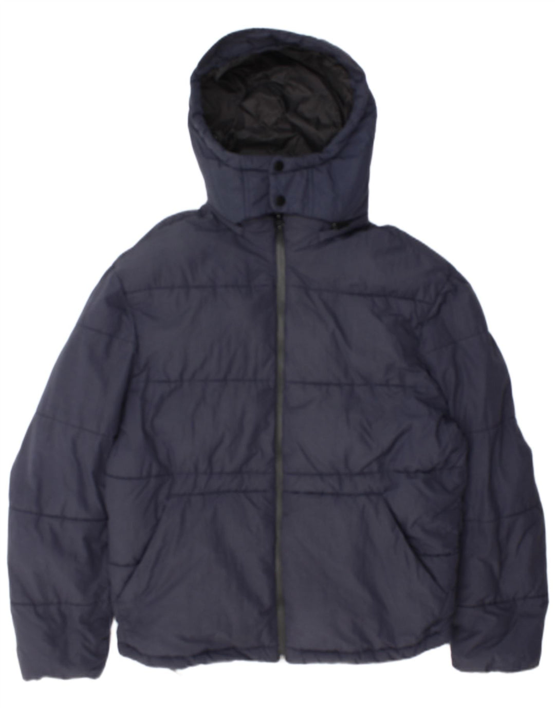 Giacca imbottita con cappuccio da uomo Zara UK 40 grande poliestere blu navy