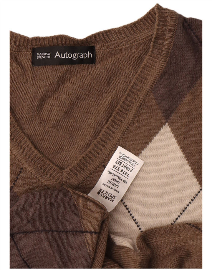Canotta da uomo Marks & Spencer Autograph Canotta grande grigia a rombi/diamante