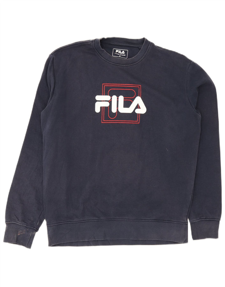Felpa grafica da uomo Fila Maglione piccolo in cotone blu navy