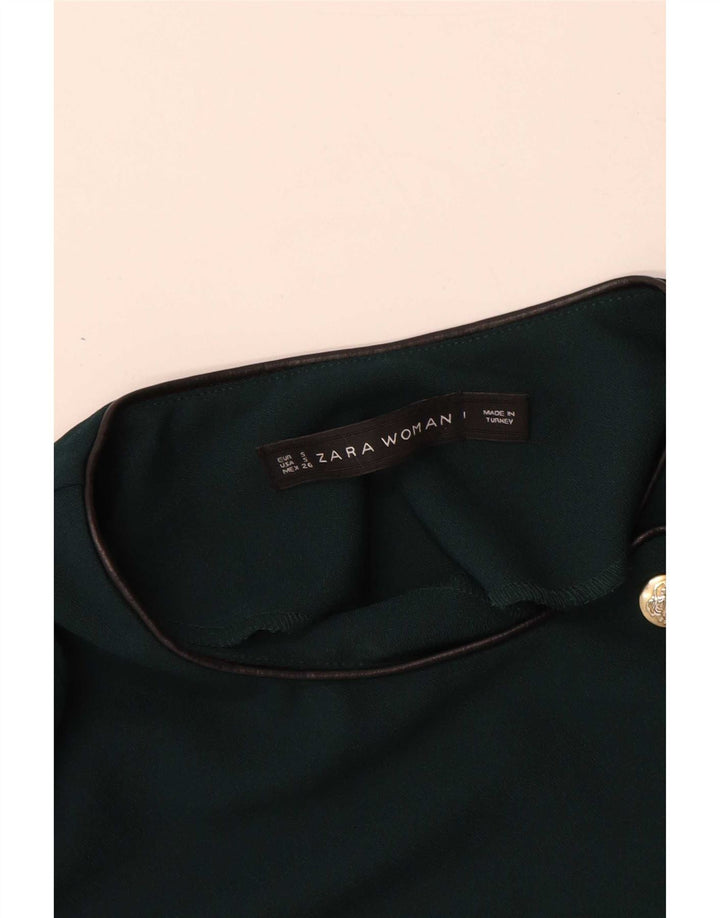 Abito tubino a maniche lunghe da donna Zara UK 10 piccolo verde poliestere