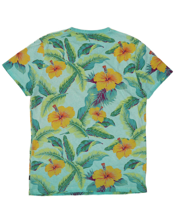 T-shirt grafica da uomo SUPERDRY Top XL in cotone floreale blu