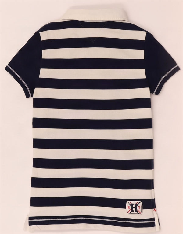 Polo da rugby da donna Tommy Hilfiger UK 10 piccola in cotone a righe blu navy