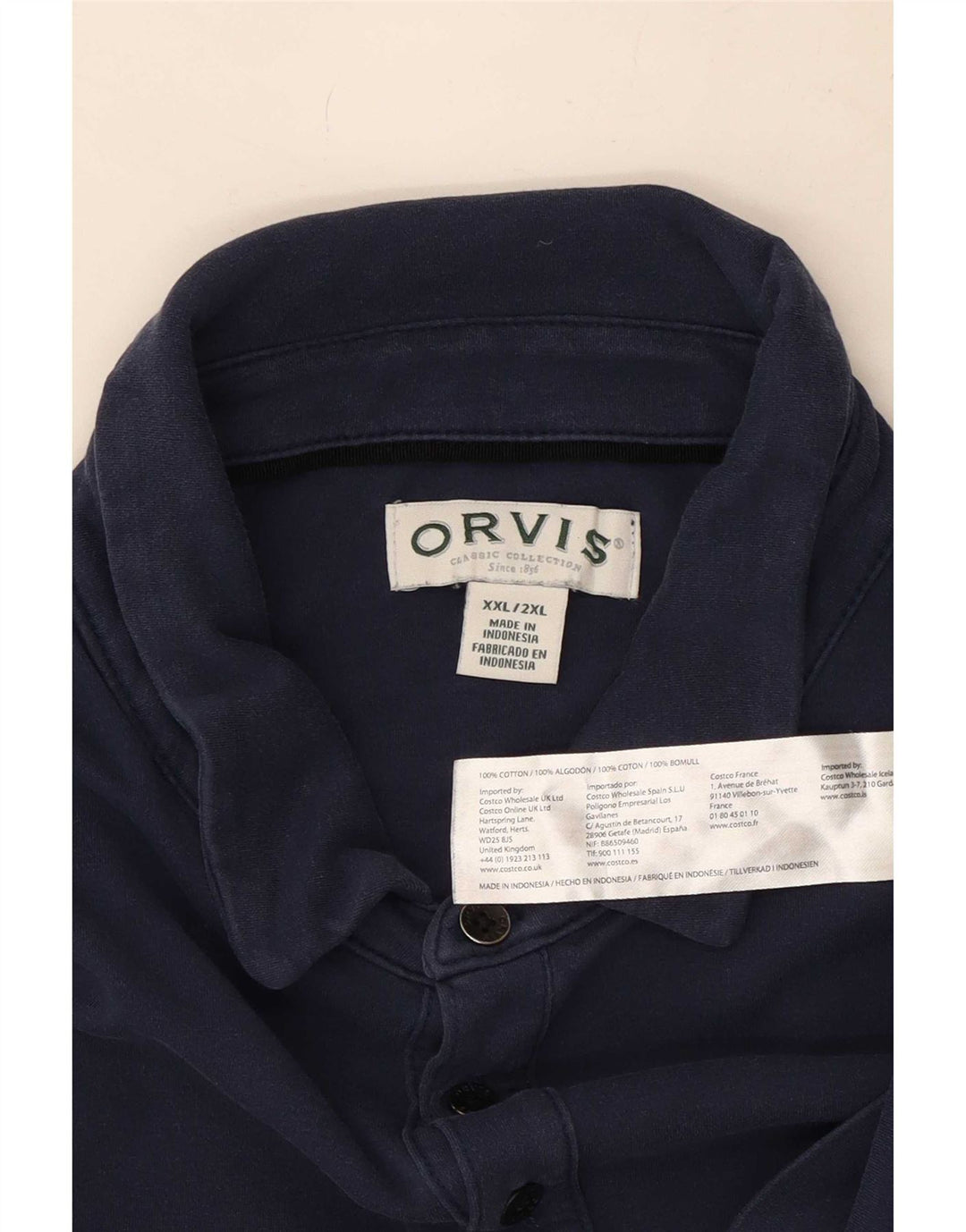 Polo da uomo Orvis 2XL in cotone blu navy