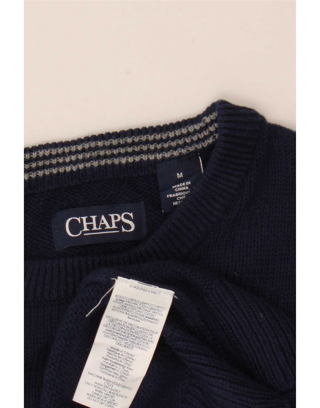Maglione maglione girocollo da uomo Chaps in cotone blu navy medio