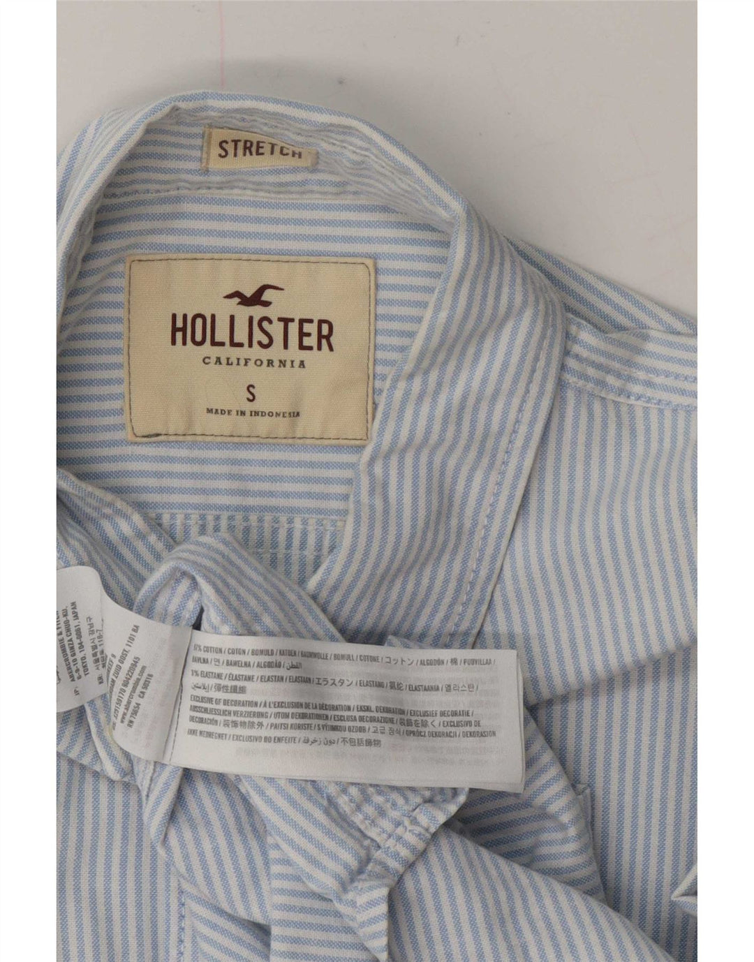Camicia Hollister da uomo piccola in cotone gessato blu