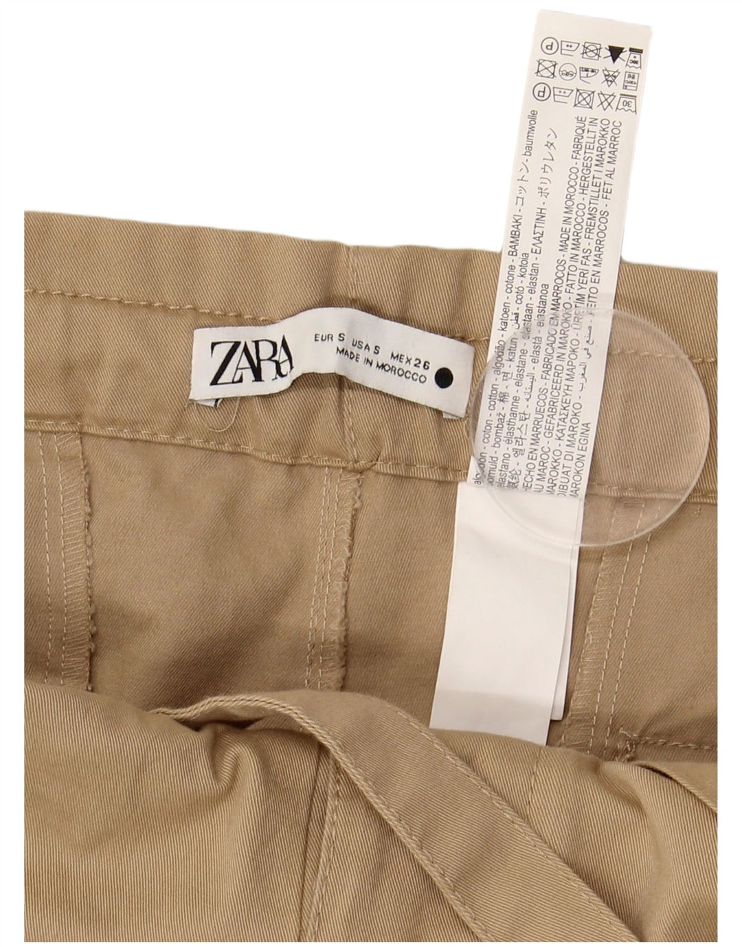 Pantaloni casual dritti da donna ZARA piccoli W26 L29 cotone beige