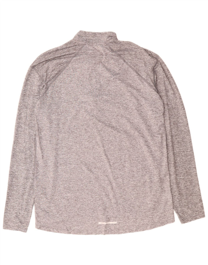 NIKE Top da tuta pullover con zip e collo Dri Fit da uomo, grande, grigio screziato
