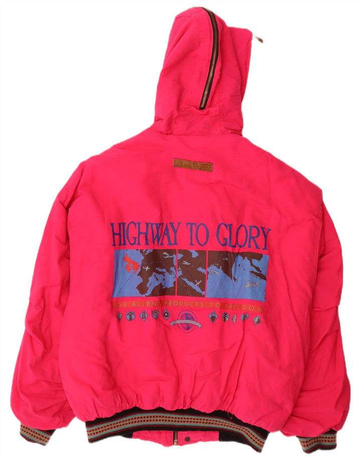 Giacca a vento grafica oversize da donna VINTAGE UK 14 rosa medio