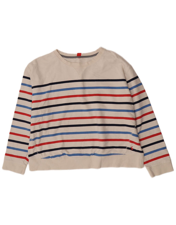 Joules Womens Oversized Sweatshirt Jumper UK 14 Medium White Striped Cotton