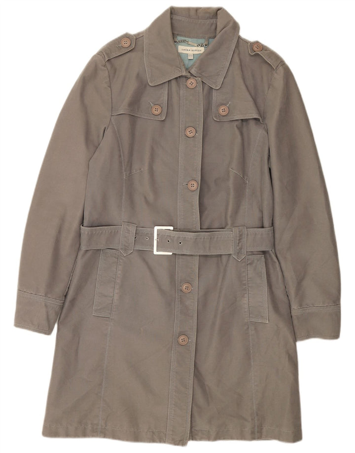 Trench da donna Laura Ashley UK 14 grande cotone grigio