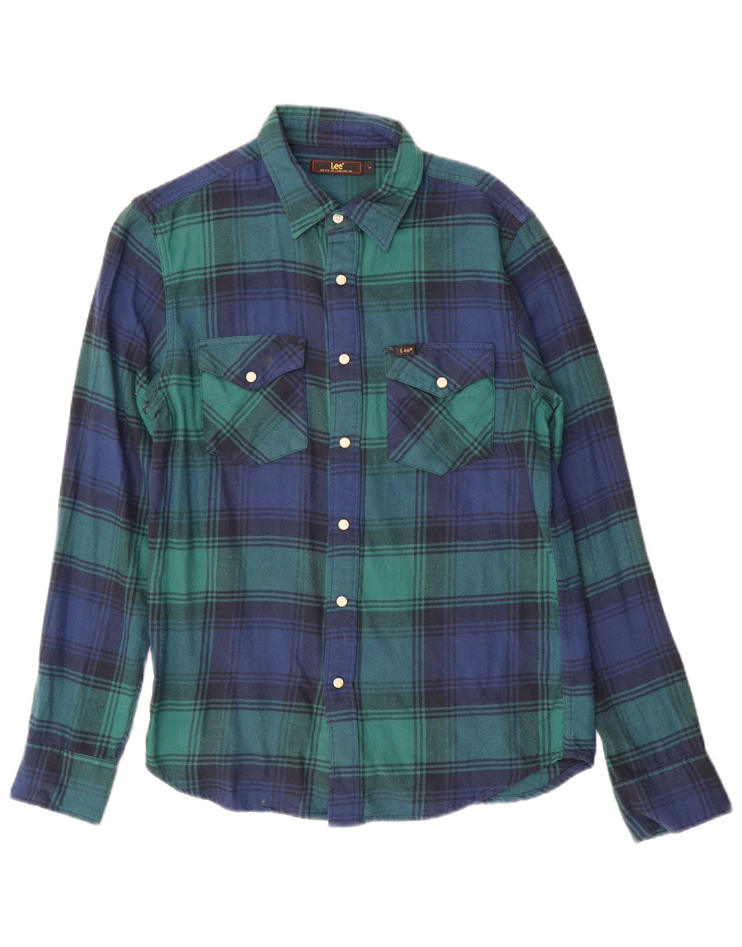 Camicia in flanella da uomo Lee piccola in cotone scozzese verde