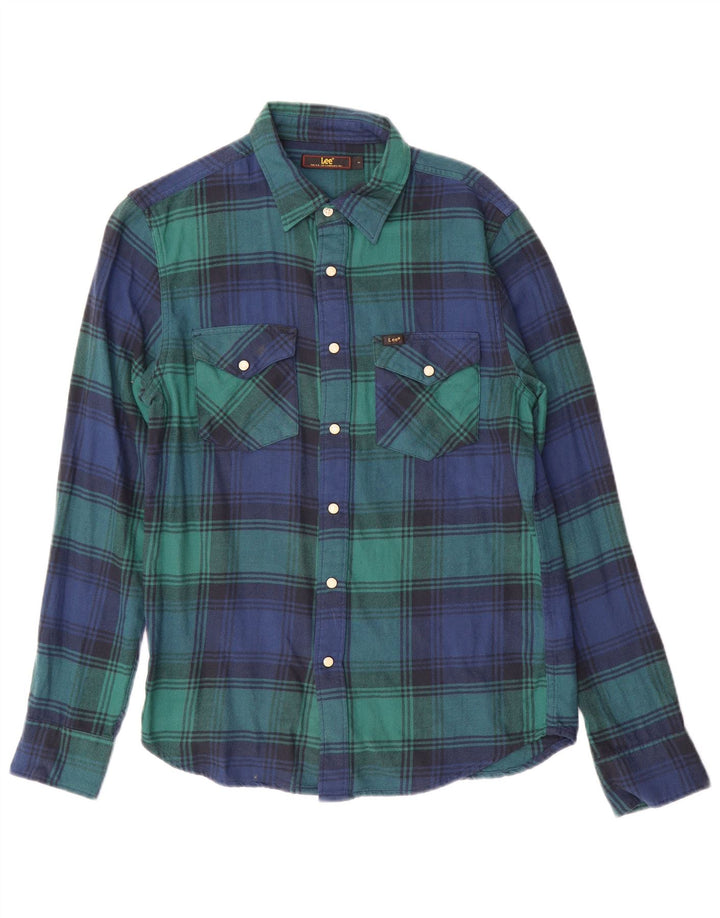 Camicia in flanella da uomo Lee piccola in cotone scozzese verde