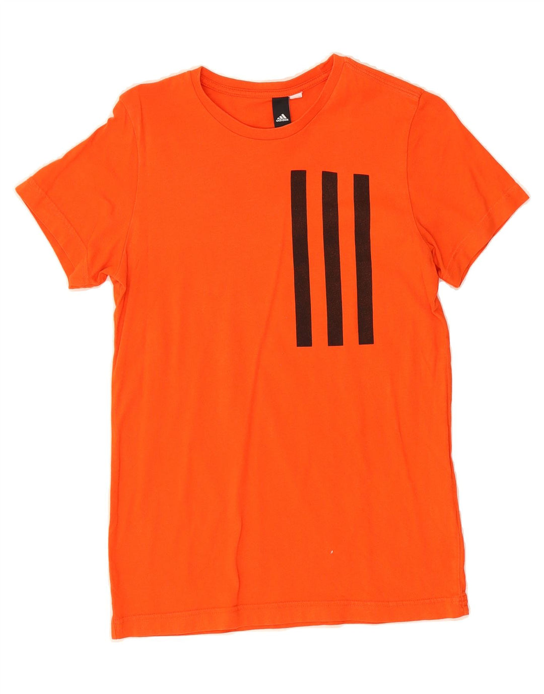 ADIDAS Mens Graphic T-Shirt Top Small Orange Striped Vintage Adidas and Second-Hand Adidas from Messina Hembry 