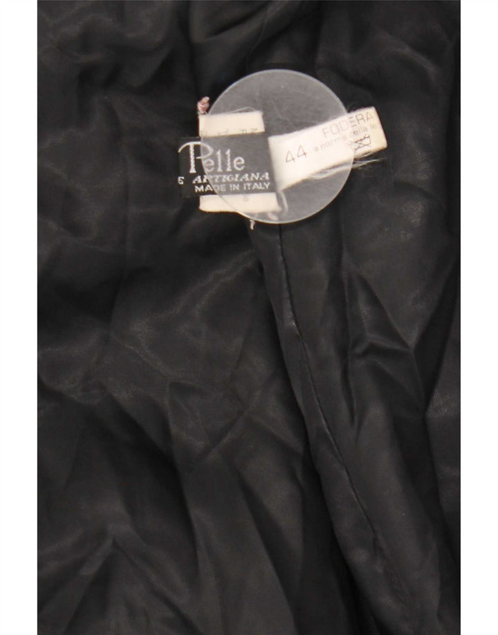 Cappotto in pelle vintage da donna IT 44 medio nero