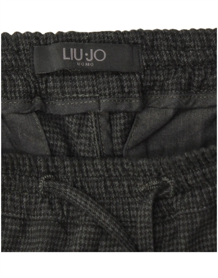 Pantaloni chino da jogging da uomo Liu Jo W30 L27 pied de poule grigi