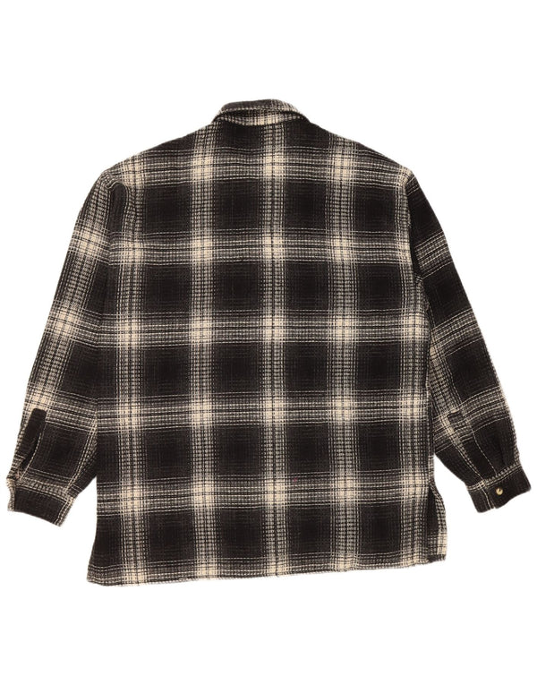 Tipo' S Camicia overshirt da uomo in flanella XL Lana a quadri nera