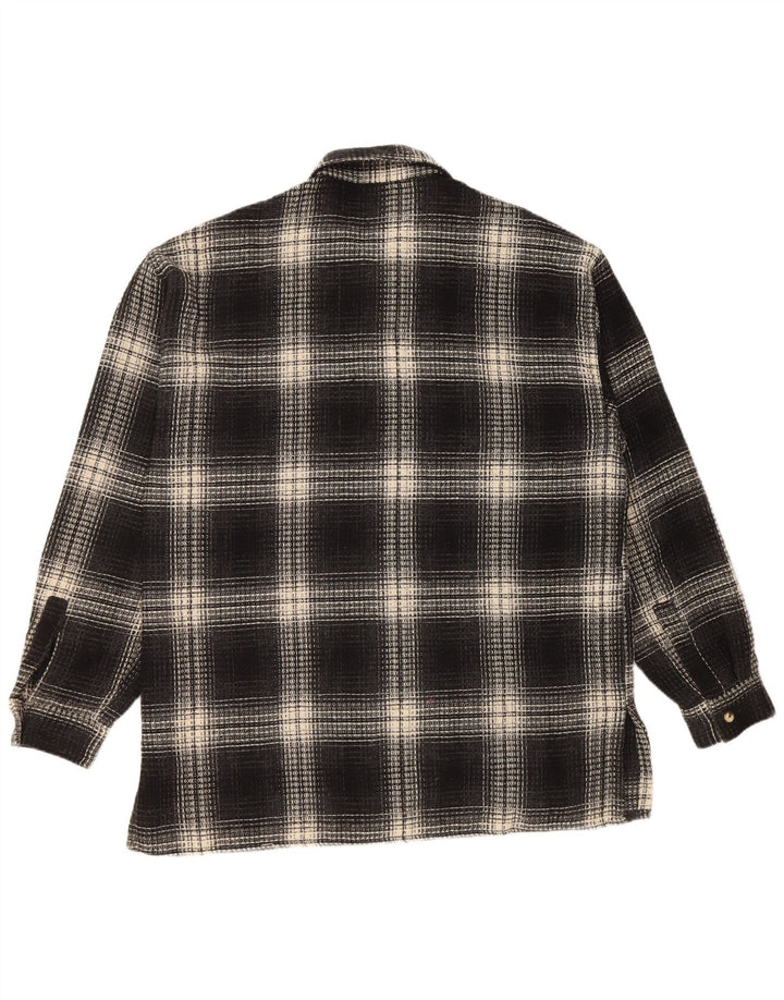 Tipo' S Camicia overshirt da uomo in flanella XL Lana a quadri nera
