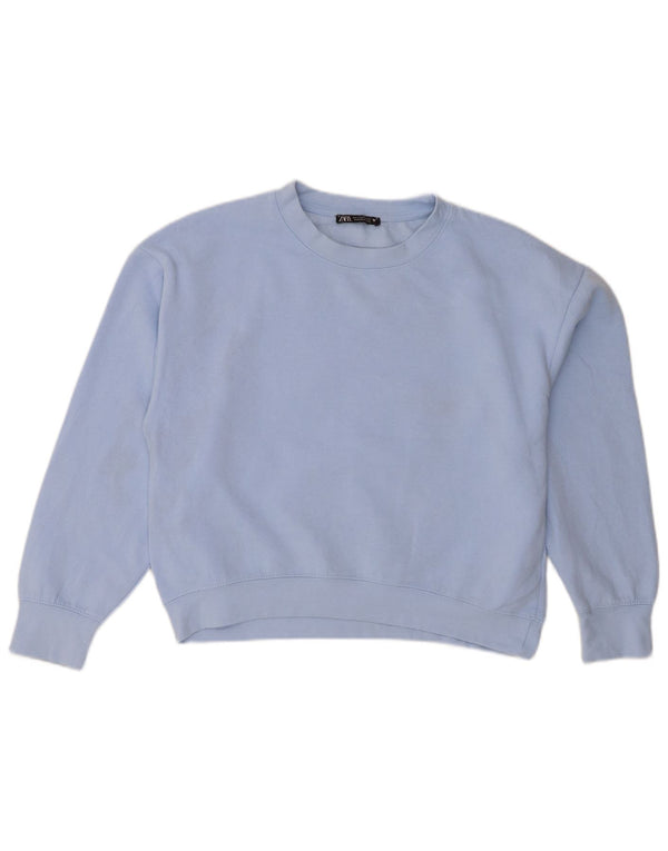 Felpa oversize da donna Zara UK 10 piccola in poliestere blu
