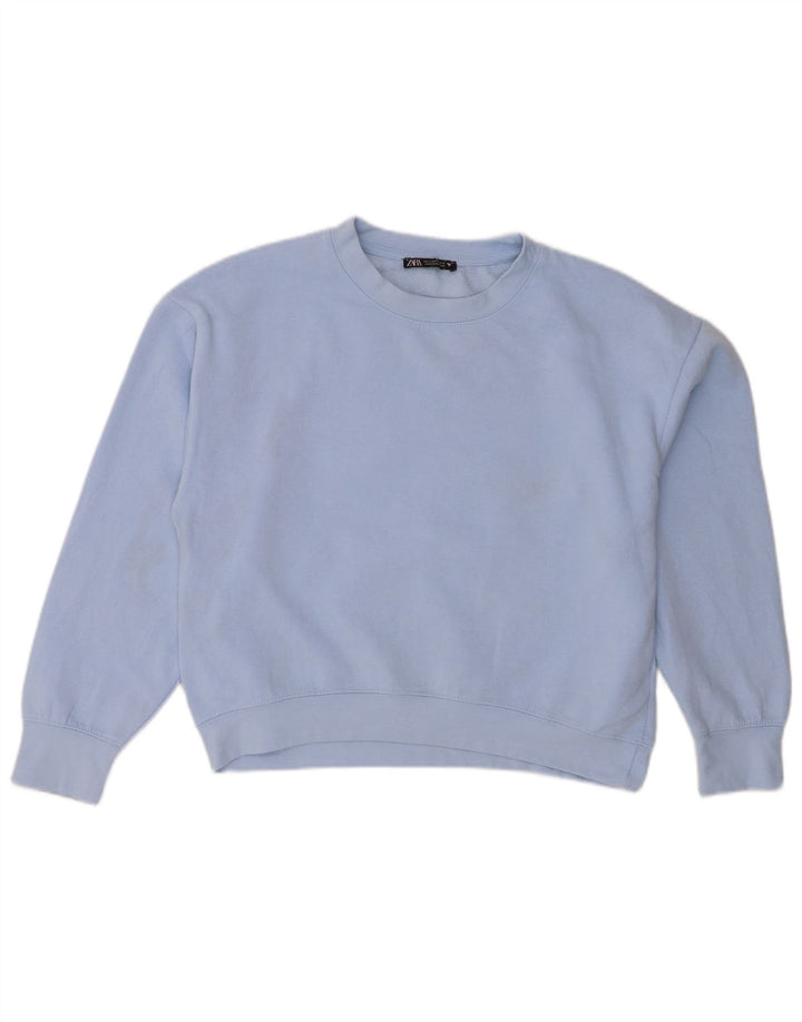 Felpa oversize da donna Zara UK 10 piccola in poliestere blu