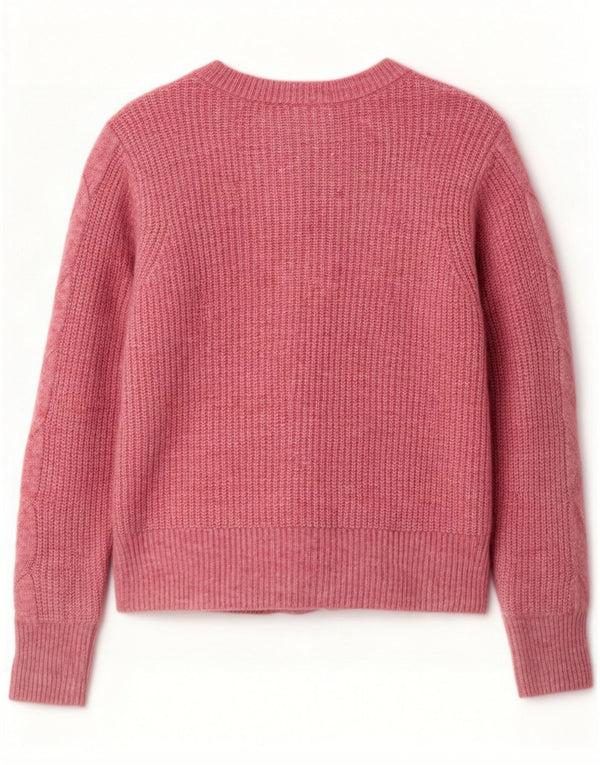 Marks & Spencer maglione cardigan da donna UK 14 grande acrilico rosa screziato