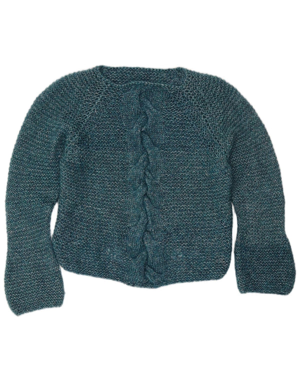 Maglione maglione vintage da donna con scollo a barca UK 16 grande blu