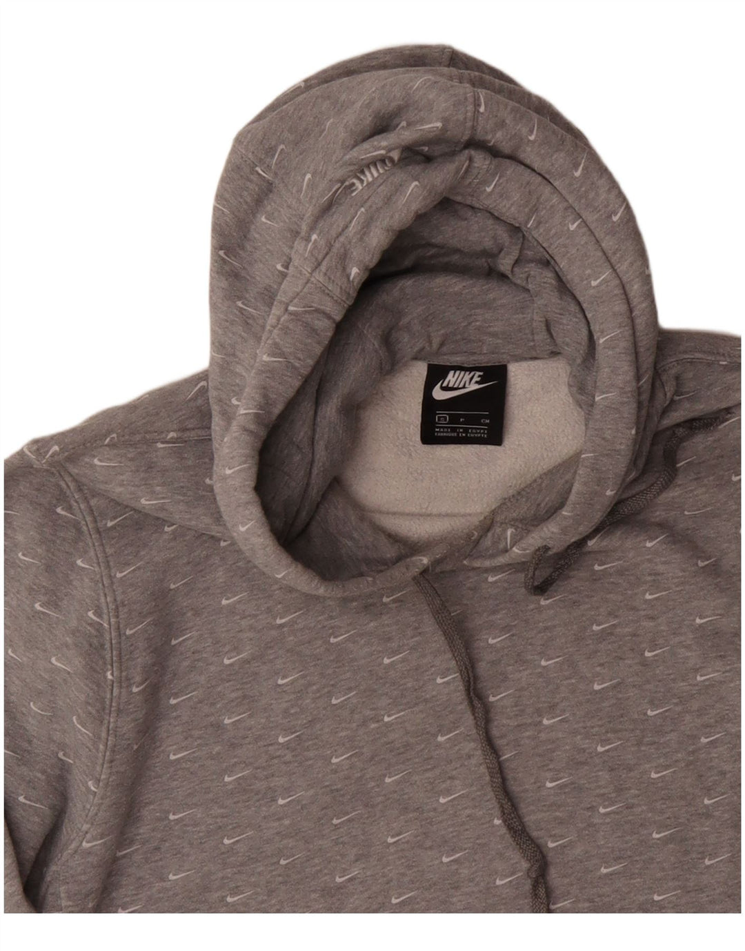 NIKE Mens Graphic Hoodie Jumper Small Grey Spotted Cotton