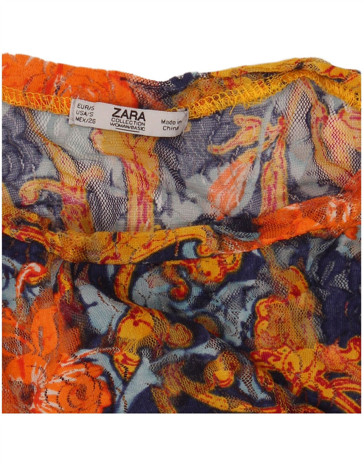 Top Zara da donna con camicetta trasparente UK 10 piccolo floreale multicolore