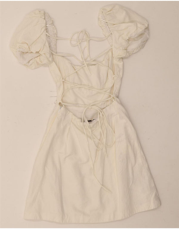 Abito Zara da donna con spalle scoperte ritagliate UK 4 XS viscosa bianca
