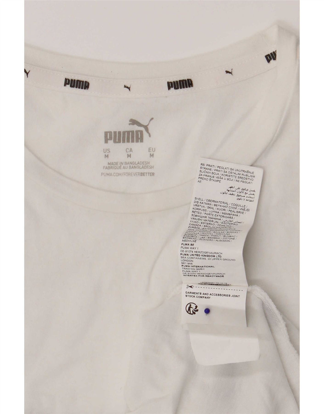 Puma T-shirt grafica da donna Top UK 12 Medium White Cotton