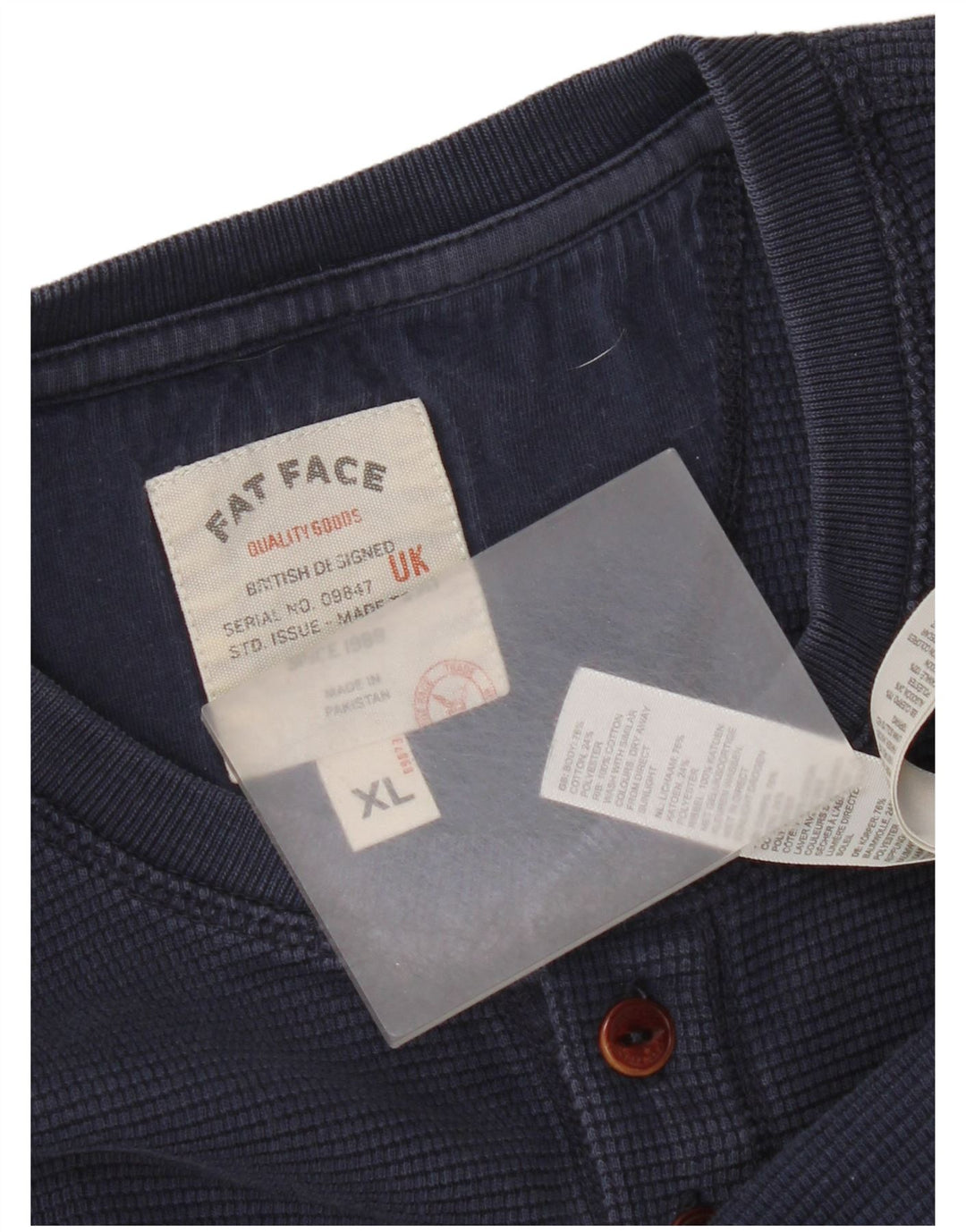 Top da uomo Fat Face a maniche lunghe XL in cotone blu navy