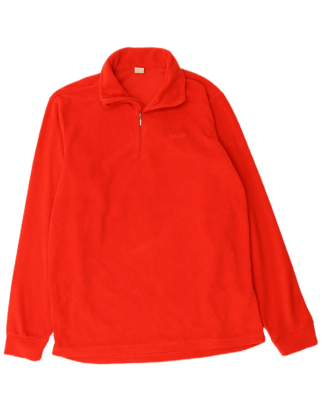 Brugi Maglione in pile da uomo con zip e collo, grande, in poliestere rosso