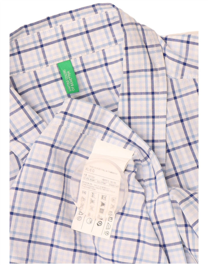 Camicia Benetton Uomo XL Blu Check Cotone