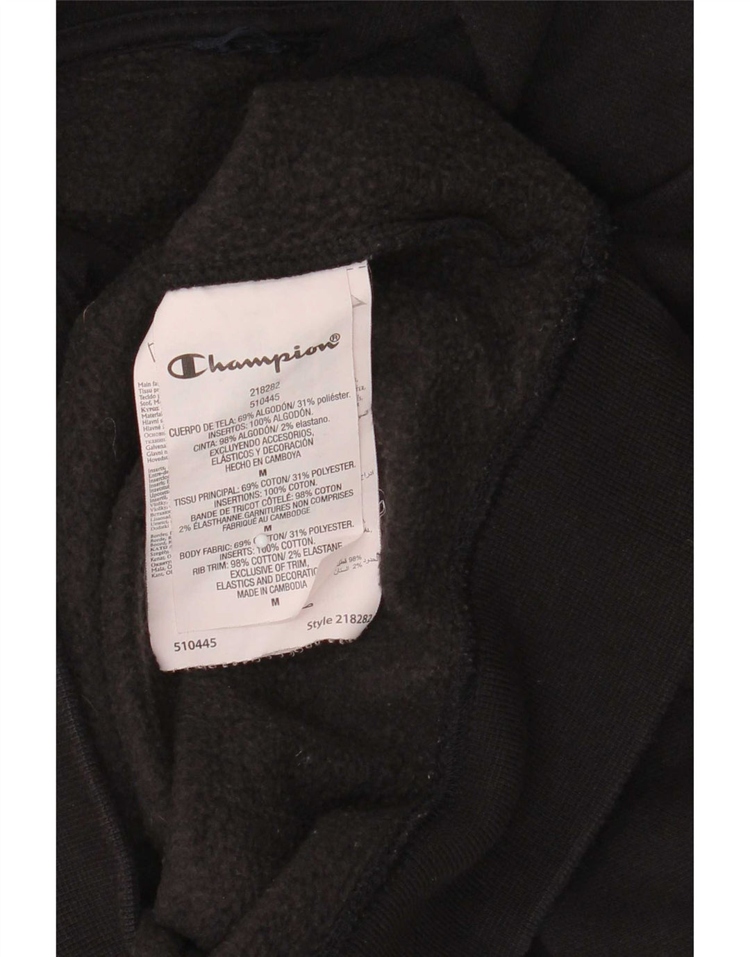 Maglione con cappuccio grafico da uomo Champion in cotone nero medio
