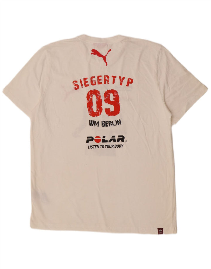 Puma T-shirt grafica da uomo grande in cotone bianco