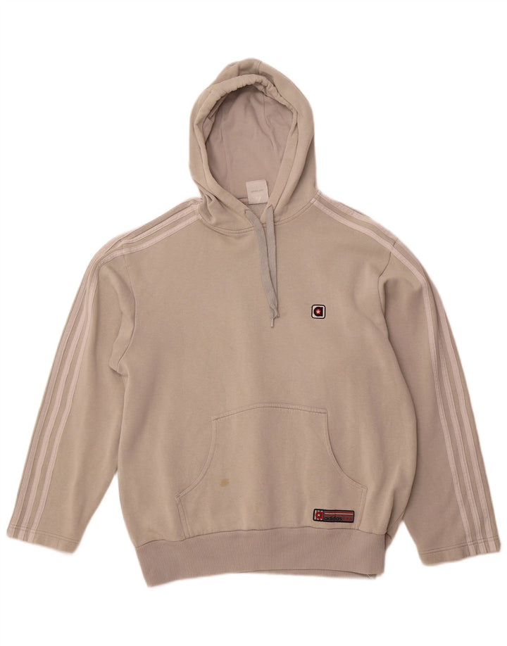 ADIDAS Mens Graphic Hoodie Jumper Medium Grey Cotton