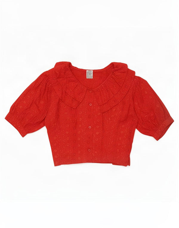 Camicetta da donna con maniche a 3/4 con volant sul davanti C&A EU 34/36 XS Rosso floreale