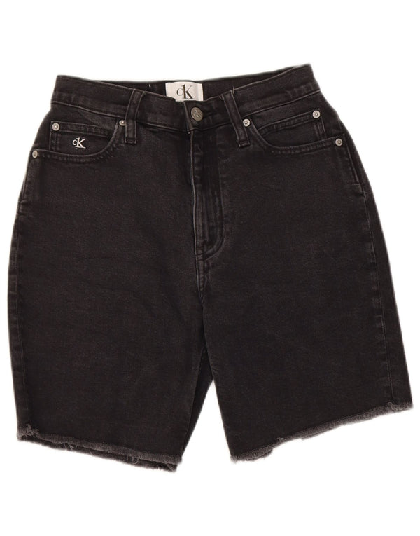 Pantaloncini di jeans a vita alta mamma Calvin Klein da donna W25 XS neri