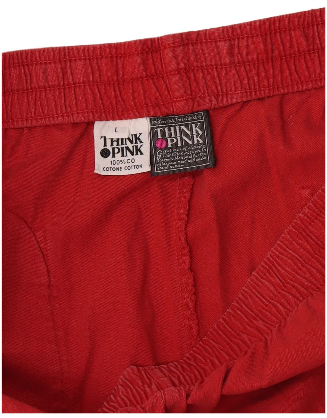 Pantaloni dritti da uomo Think Pink grandi W34 L33 in cotone a quadri rossi