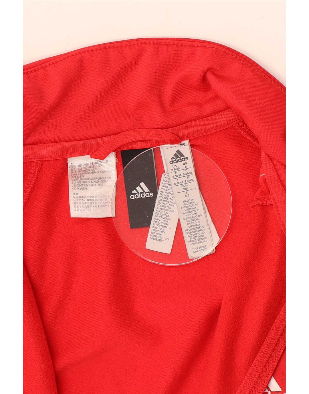 Giacca da tuta da donna Adidas UK 8/10 Small Poliestere rosso
