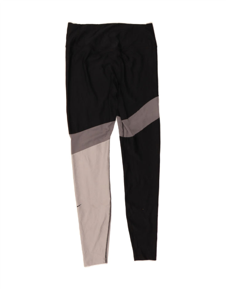 NIKE Womens Dri Fit Leggings UK 12 Medium  Black Colourblock Polyester Vintage Nike and Second-Hand Nike from Messina Hembry 