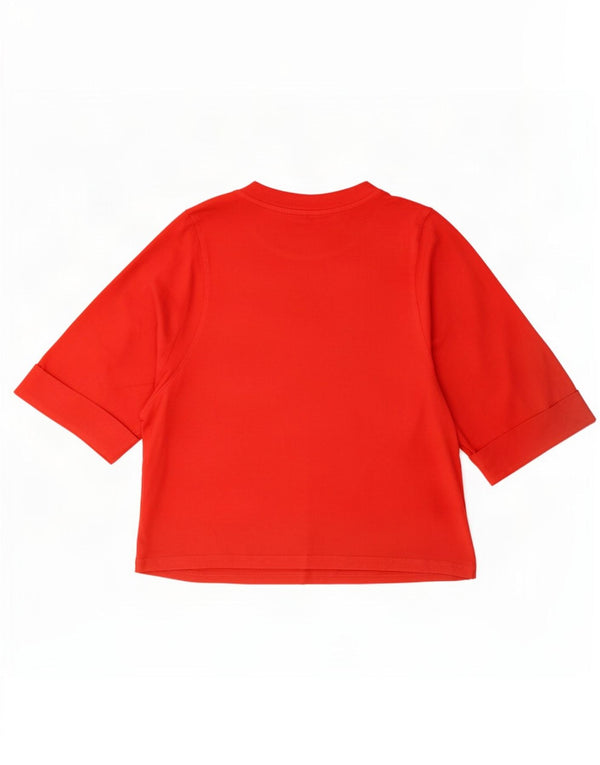 Top da donna Benetton manica 3/4 UK 14 medio rosso