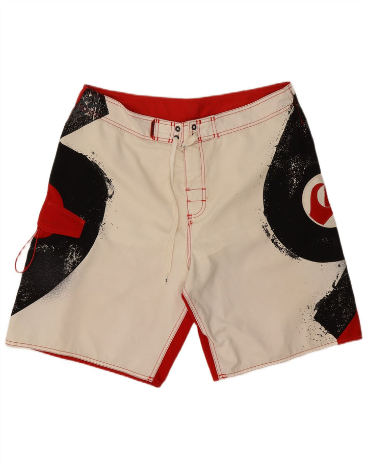 Pantaloncini da bagno grafici da uomo Quiksilver grandi in poliestere color block bianco