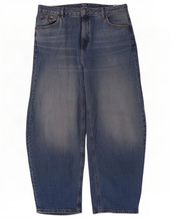 Jeans larghi a ferro di cavallo da donna Marks & Spencer UK 16 Large W38 L30 Blu
