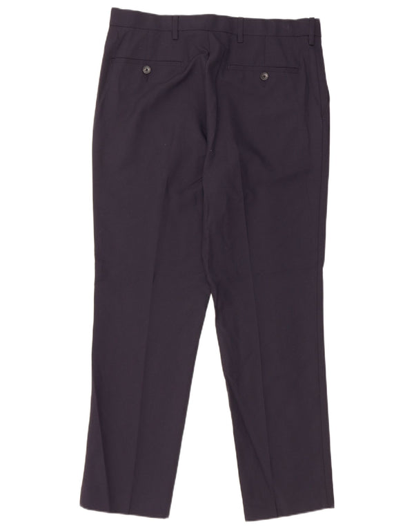 Pantaloni chino slim da uomo Marks & Spencer W32 L29 poliestere blu navy